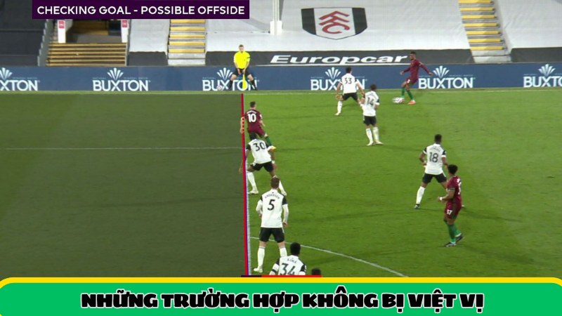 Những trường hợp không bị việt vị